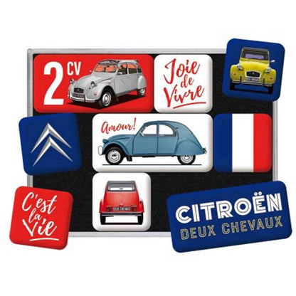 Citroen 2CV Cest La Vie Set of 9 Nostalgic Art Magnets