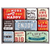 Enjoy Life Set of 9 Nostalgic Art Magnets