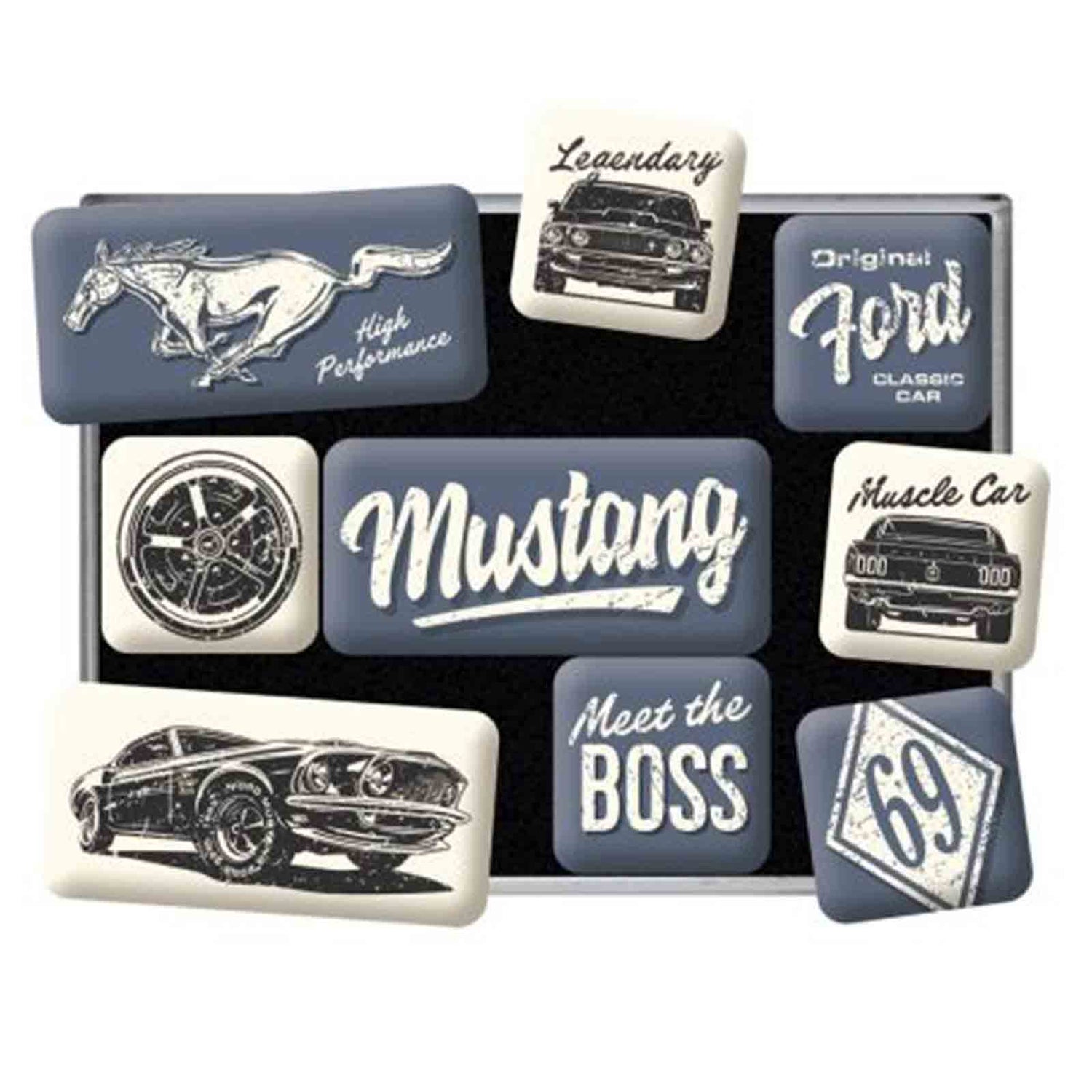 Ford Mustang The Boss Set of 9 Nostalgic Art Mangets