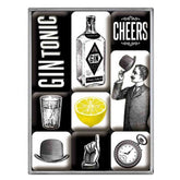 Gin & Tonic Set of 9 Nostalgic Art Magnets