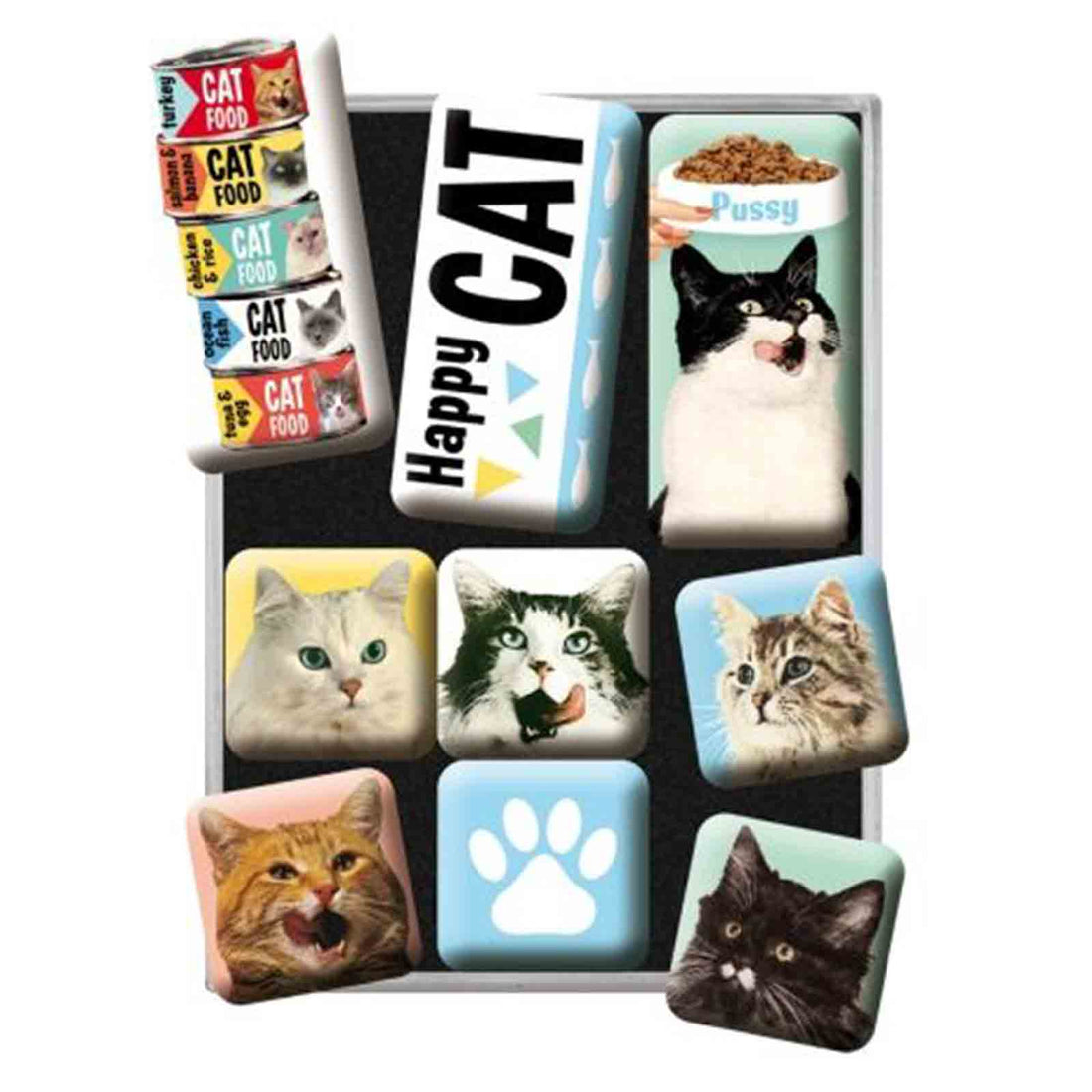 Happy Cats Set of 9 Nostalgic Art Magnets