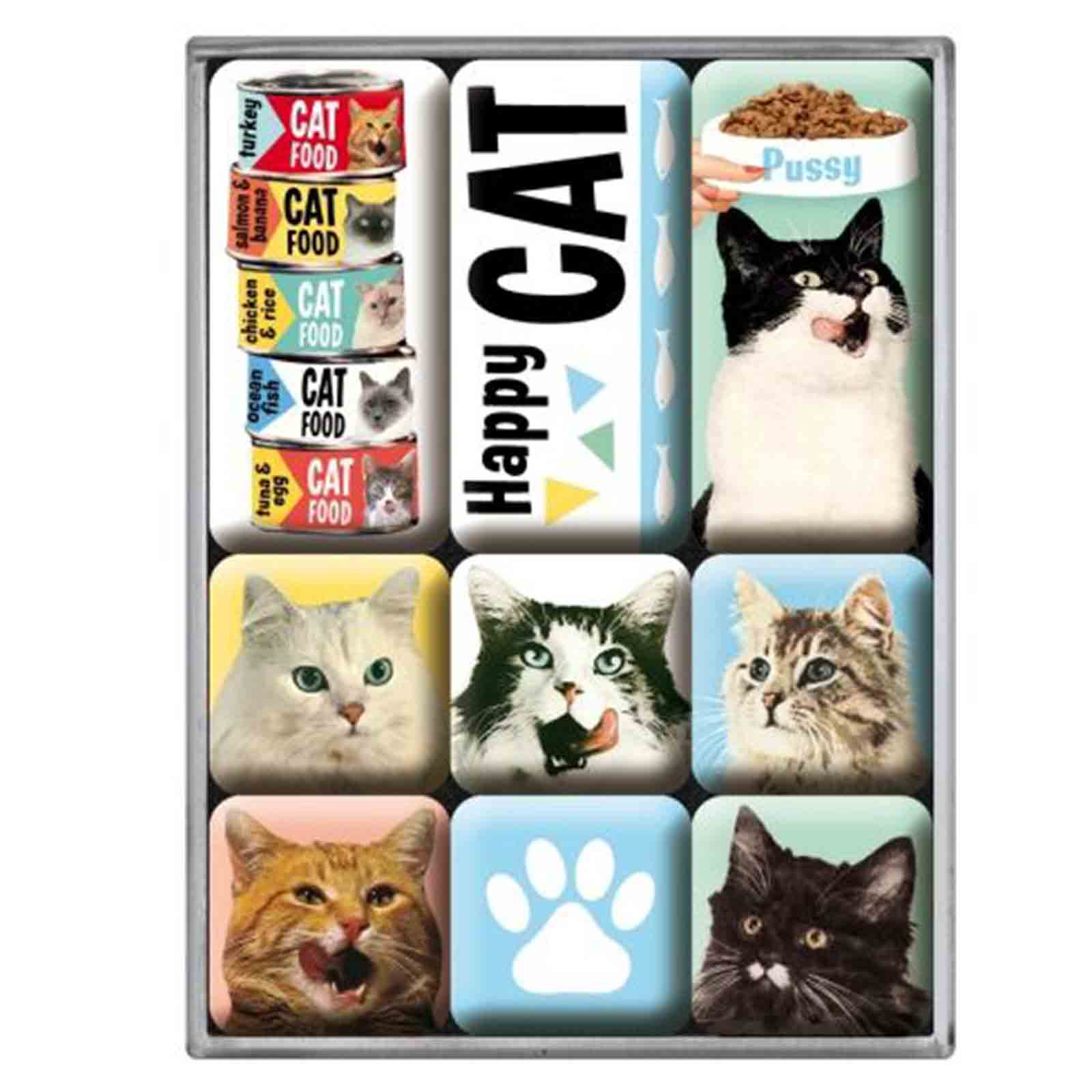 Happy Cats Set of 9 Nostalgic Art Magnets