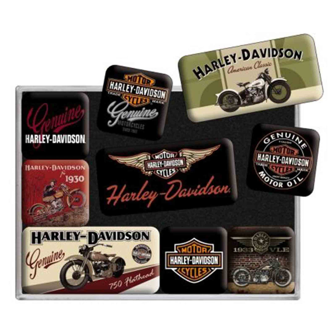 Harley Bikes Set of 9 Nostalgic Art Magnets
