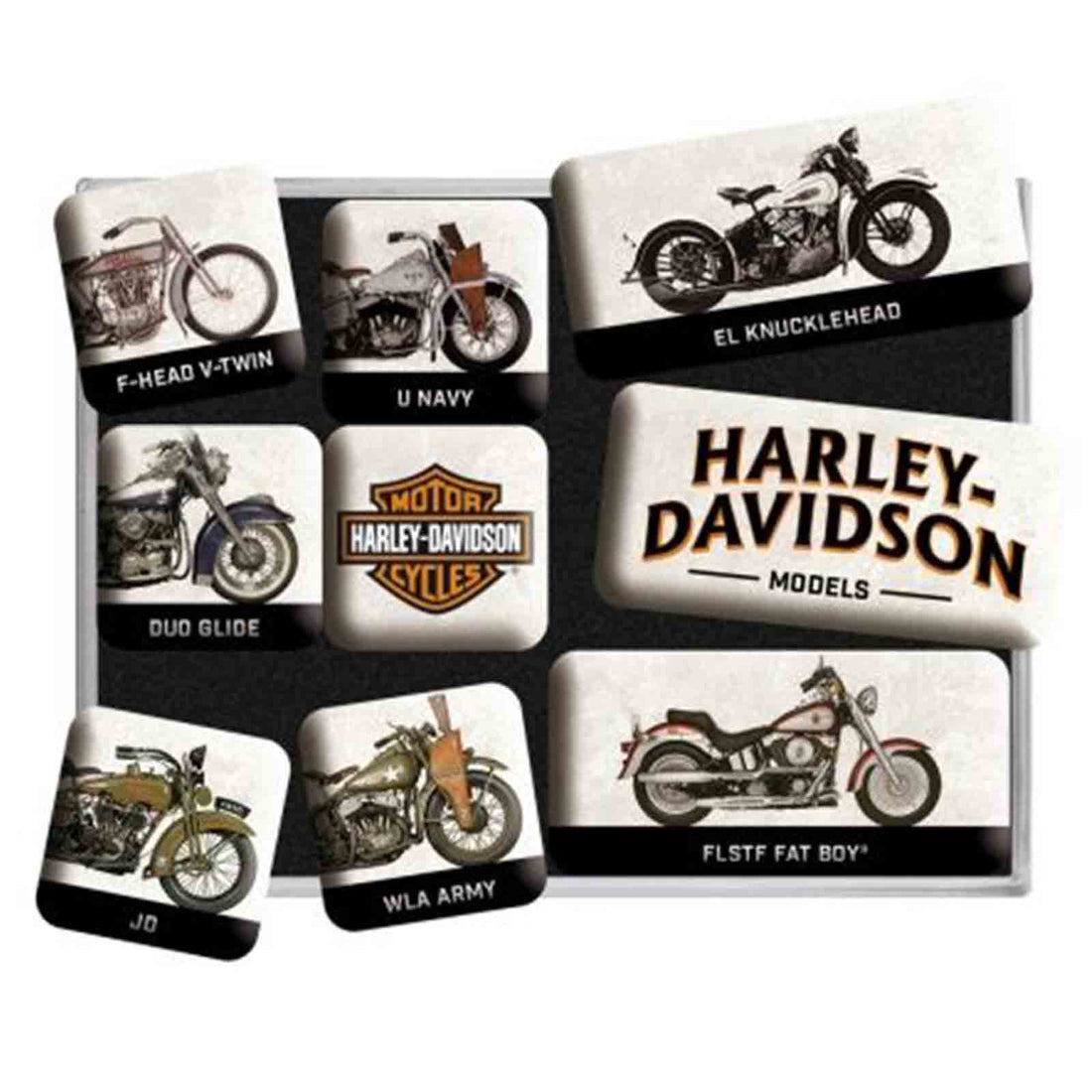 Harley Model Chart Set of 9 Nostalgic Art Magnets
