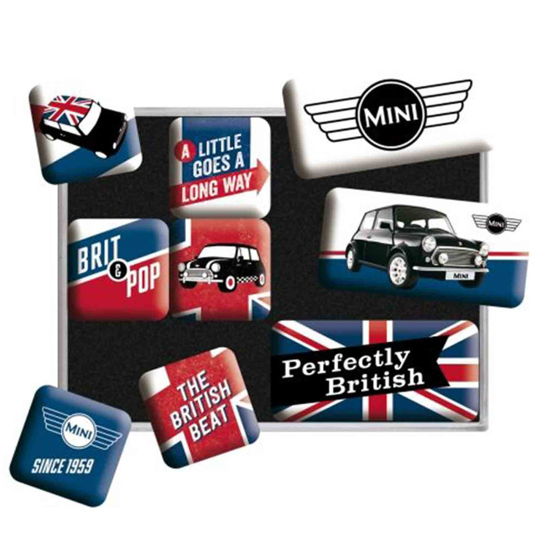 MINI Union Jack Set of 9 Nostalgic Art Magnets