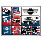 MINI Union Jack Set of 9 Nostalgic Art Magnets