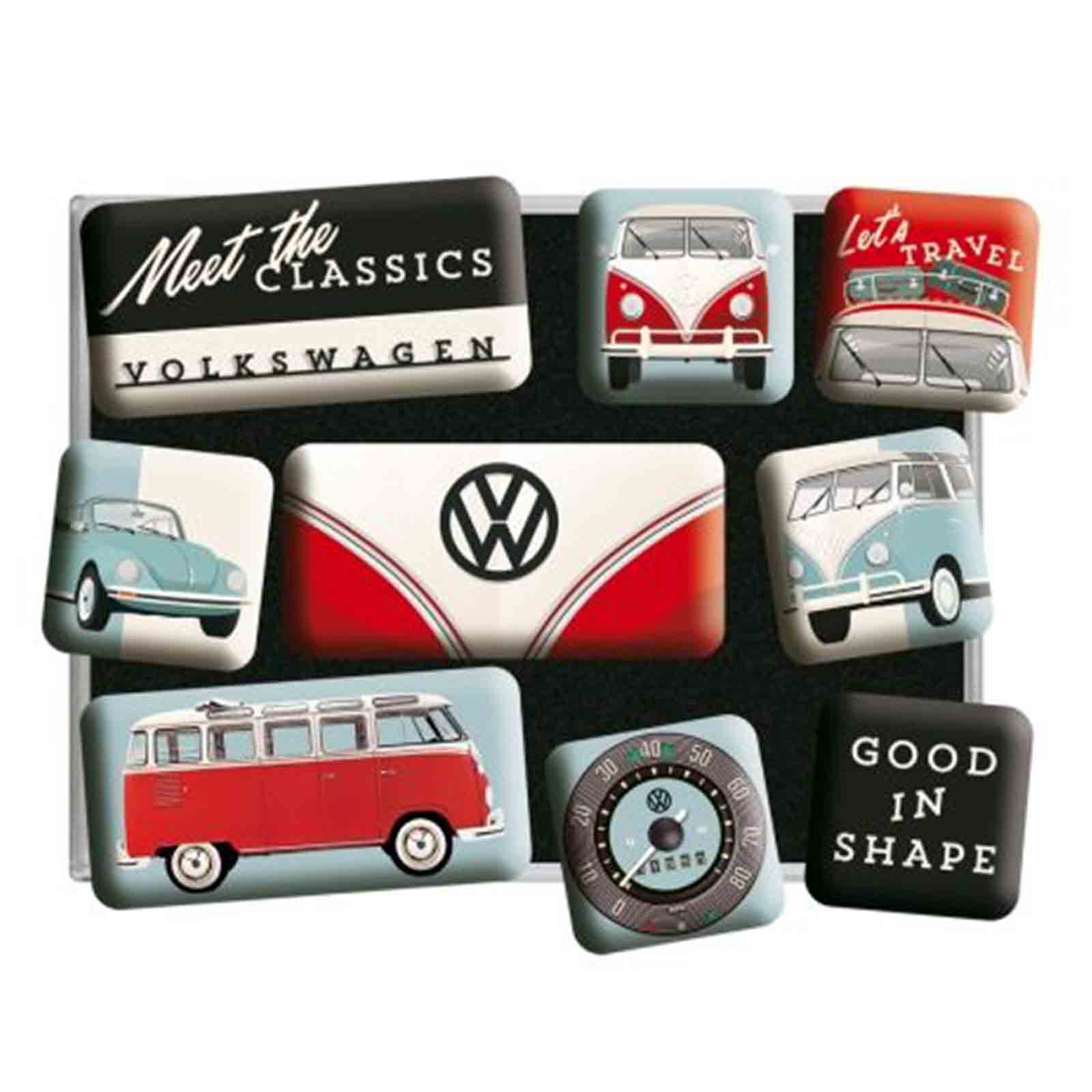 VW Meet The Classics Set of 9 Nostalgic Art Magnets
