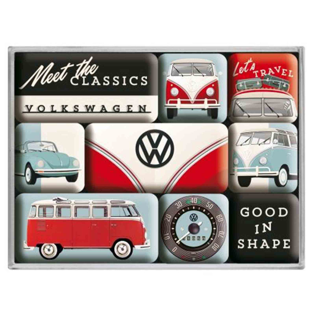 VW Meet The Classics Set of 9 Nostalgic Art Magnets