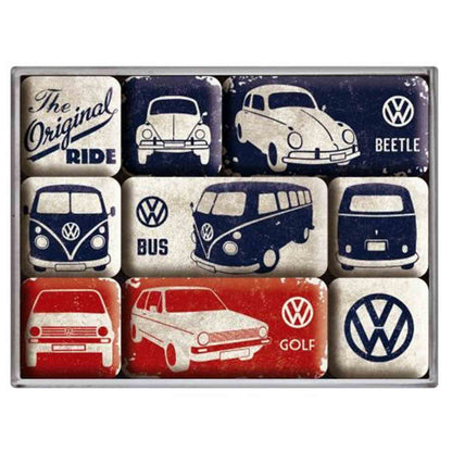 VW Original Ride Set of 9 Nostalgic Art Magnets