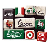 Vespa Italian Legend Set of 9 Nostalgic Art Magnets