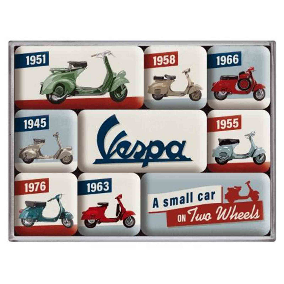 Vespa Model Chart Set of 9 Nostalgic Art Magnets
