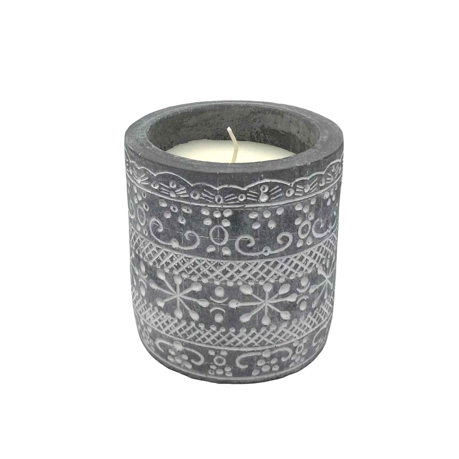 Small Etched Cement Candle