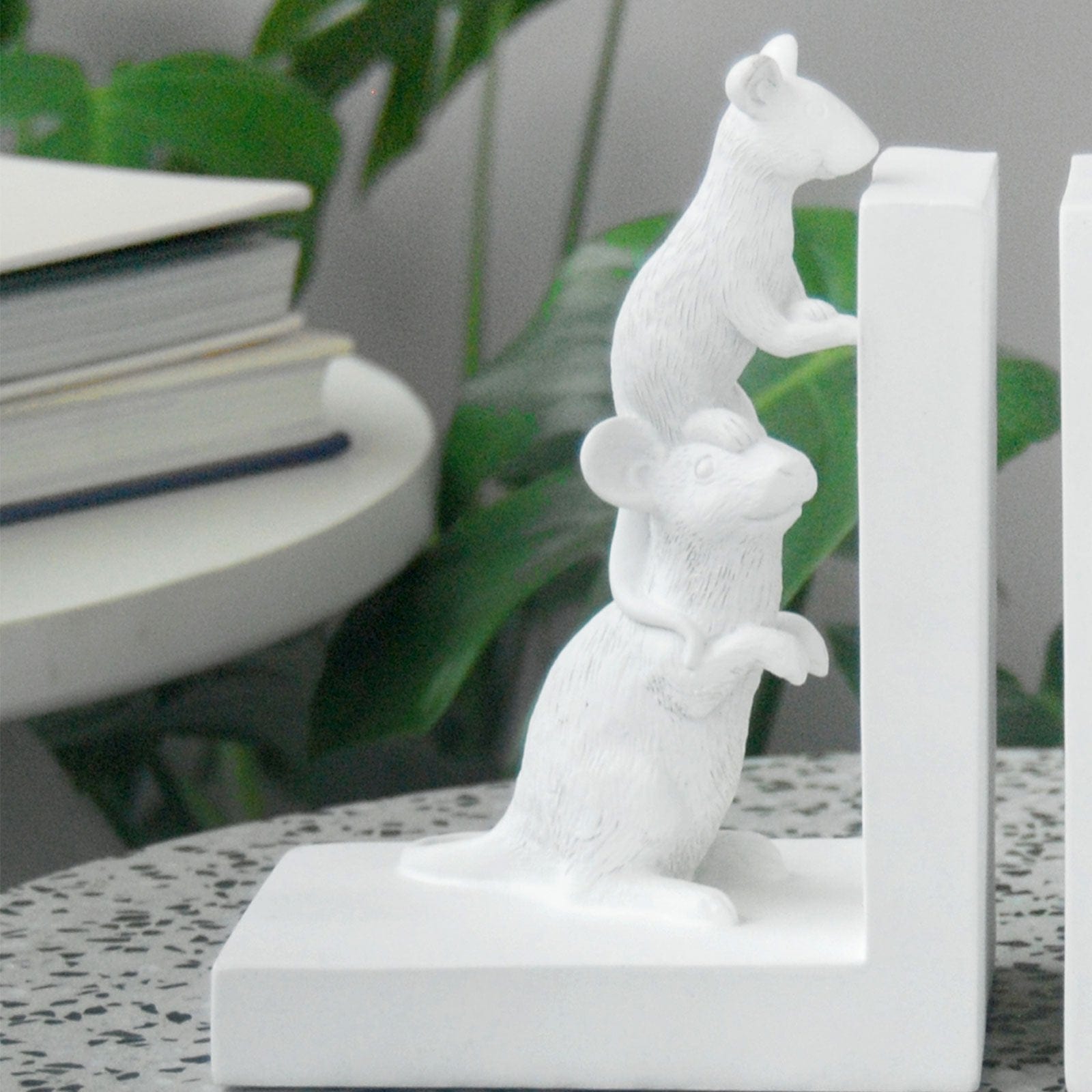 Mouse Bookends - White.