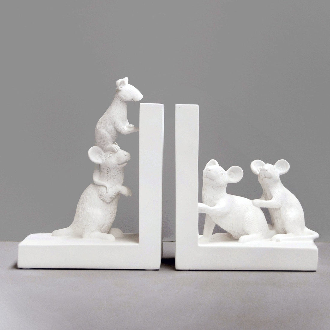 Mouse Bookends - White.