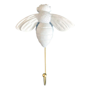 White Resin Bee Wall Hook