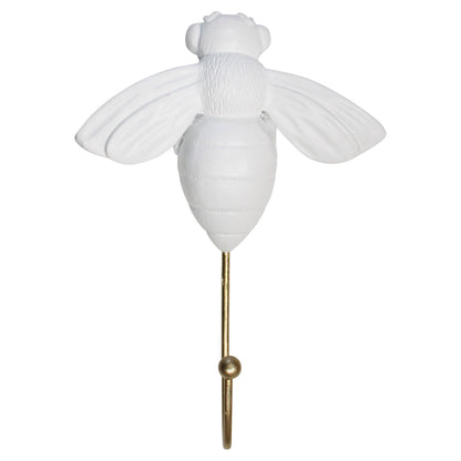 White Resin Bee Wall Hook