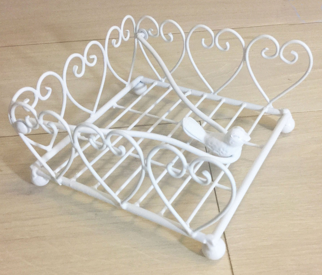 White Iron Bird Serviette Holder.