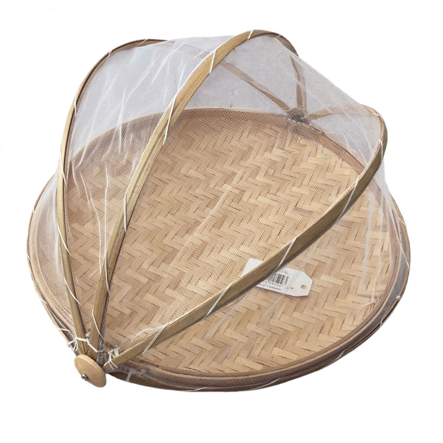 Large Mesh Food Cover with Bamboo Tray