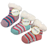 Turquoise Stripe - Toddler Nuzzles Slipper Socks.