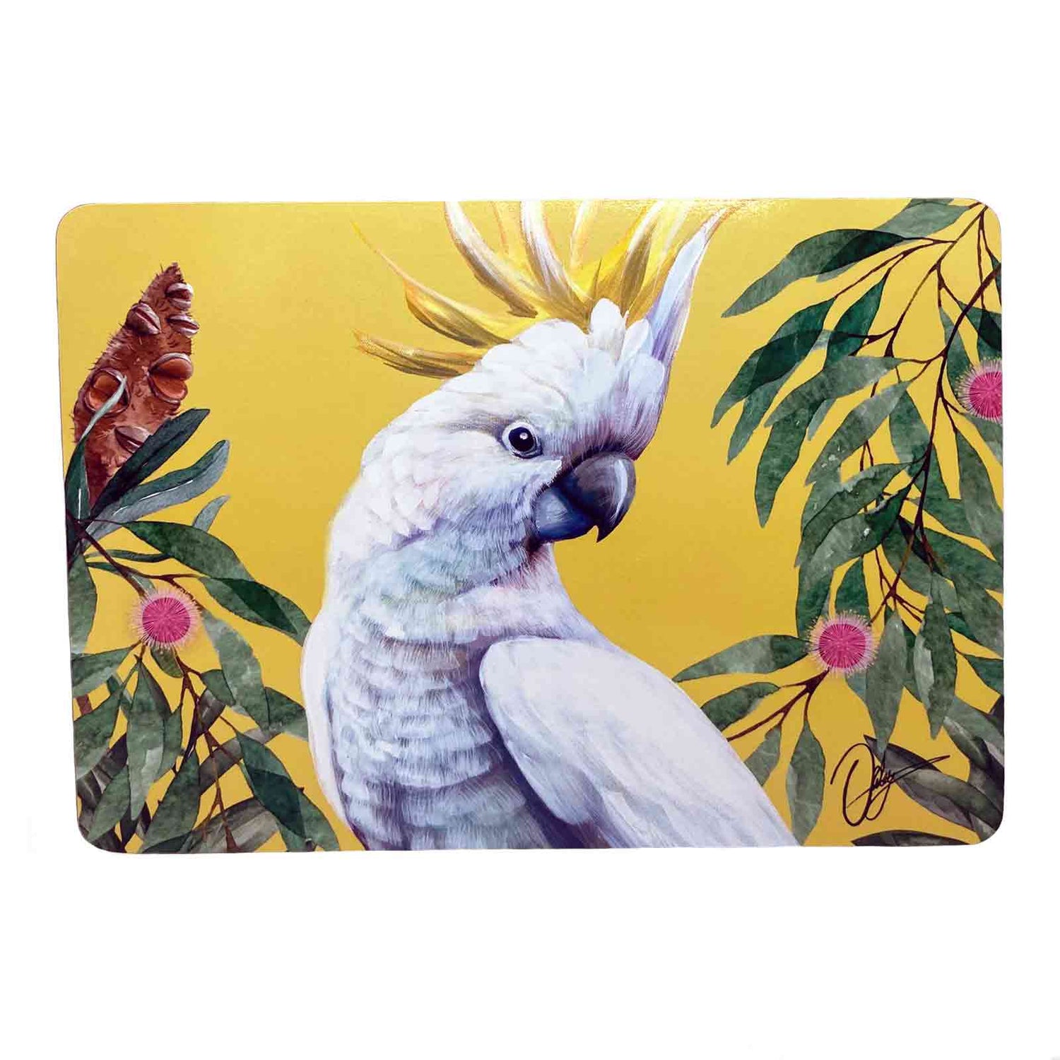 Birds of Australia Placemats / Coasters Sulpher Crested Cockatoo - Chris Riley Design