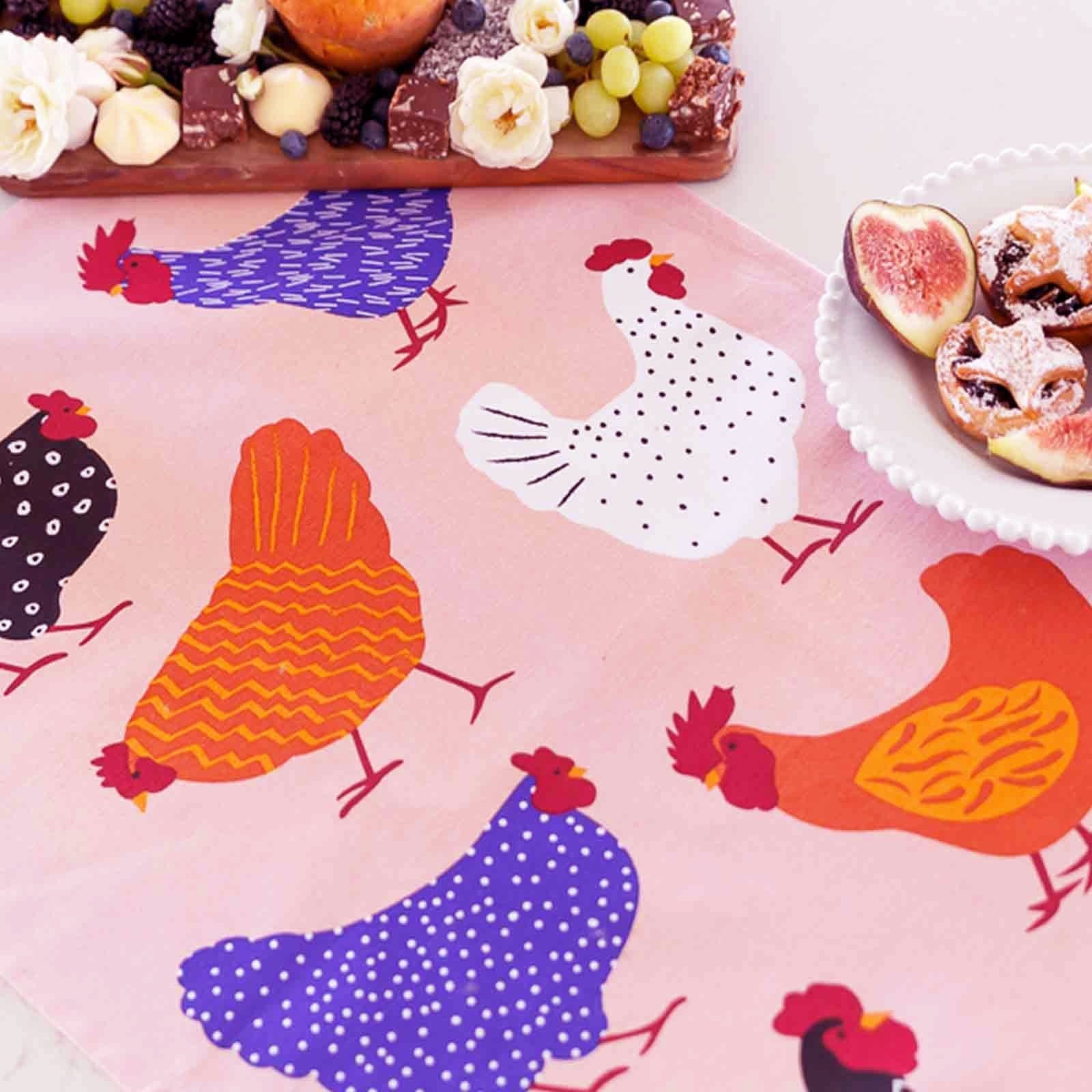 BRIGHT HENS 100% Cotton Tea Towel - Hello Homewares