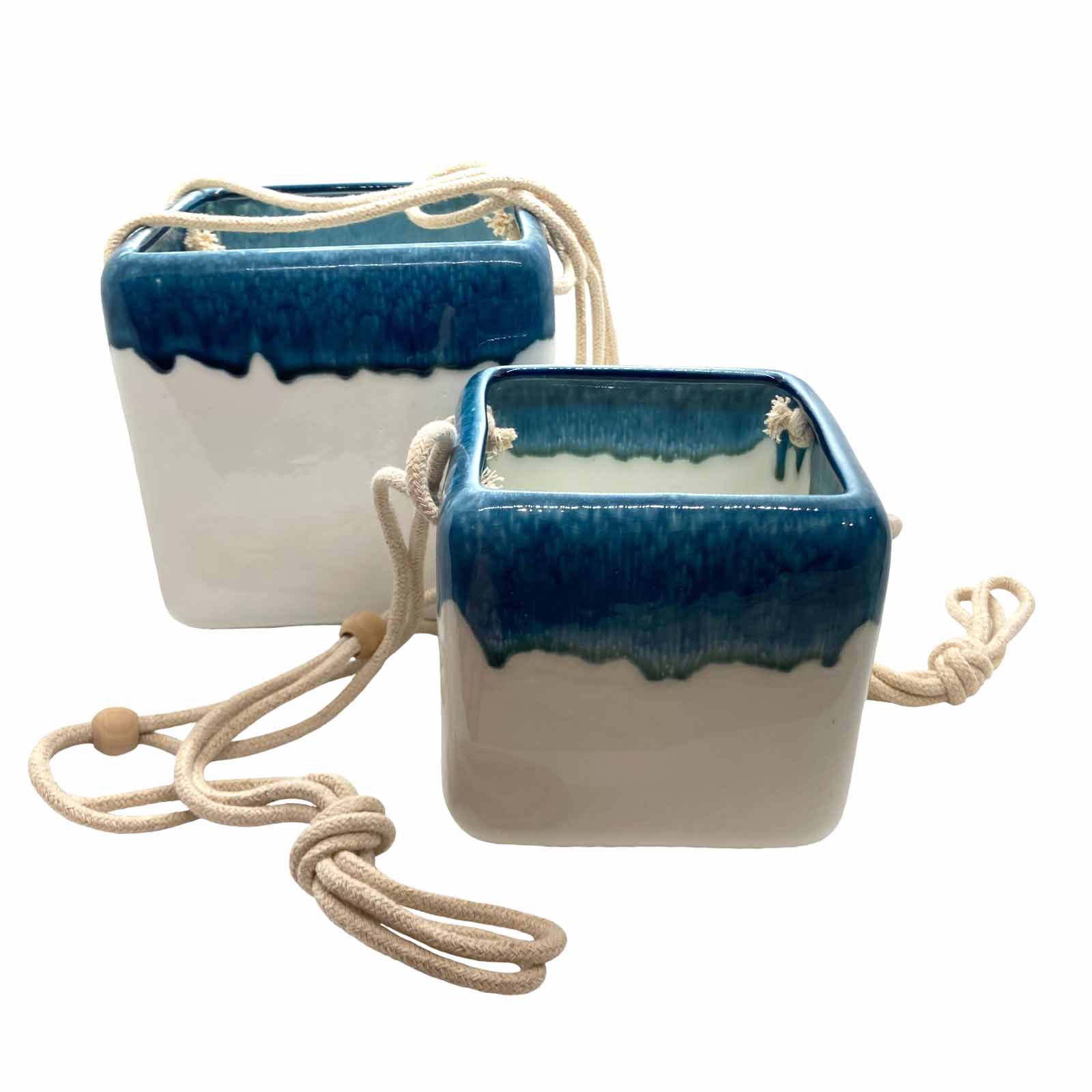 Ceramic Drip Glaze Hanging Planters - Large and Small