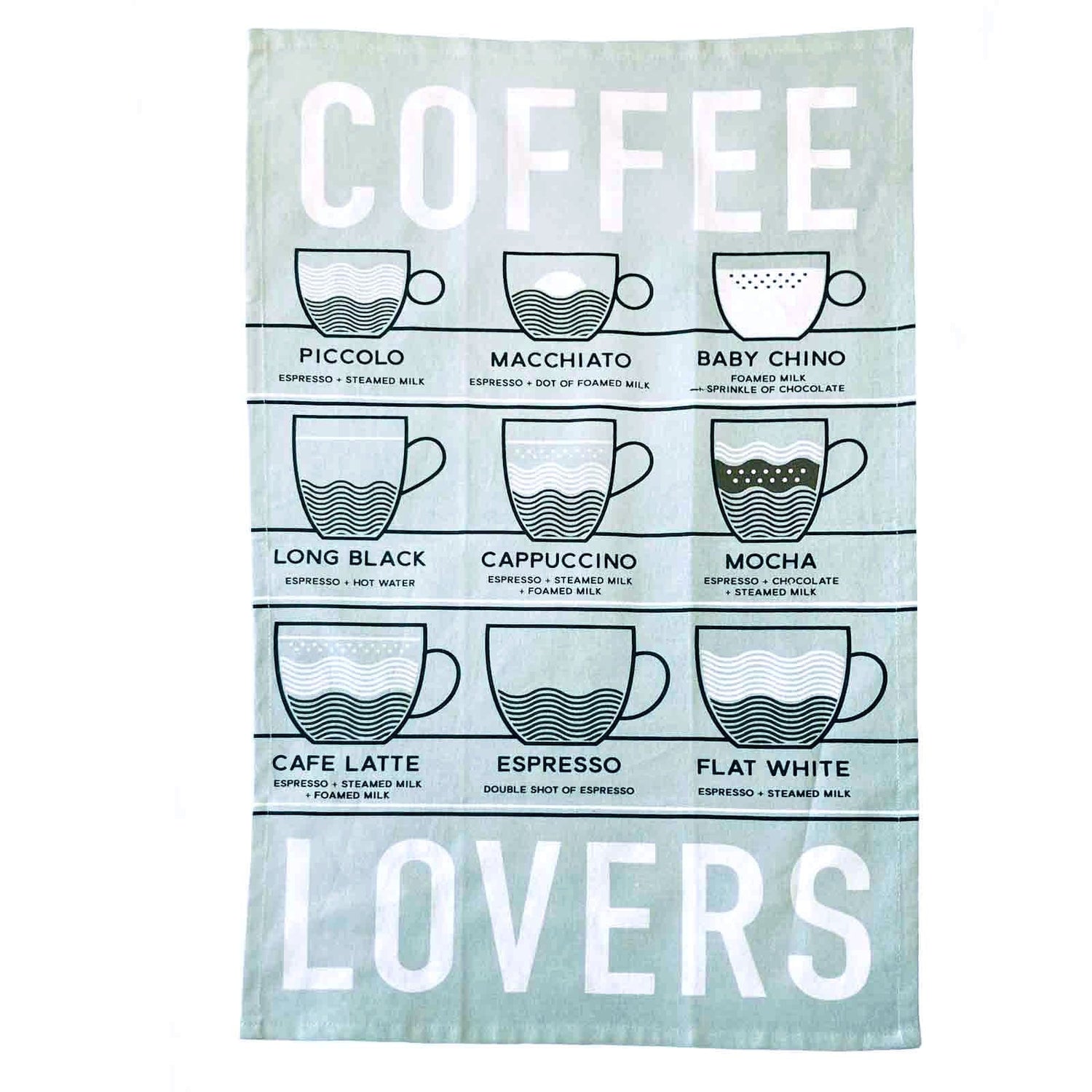 Coffee Lovers 100% Cotton Tea Towel - Hello Homewares