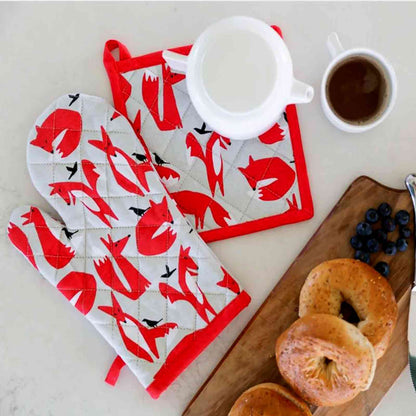 FOX Oven Mitt &amp; Pot Holder Set - Hello Homewares