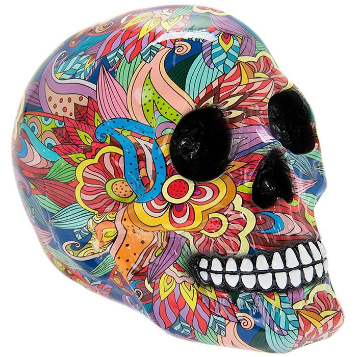 Large Groovy Art Resin Skull