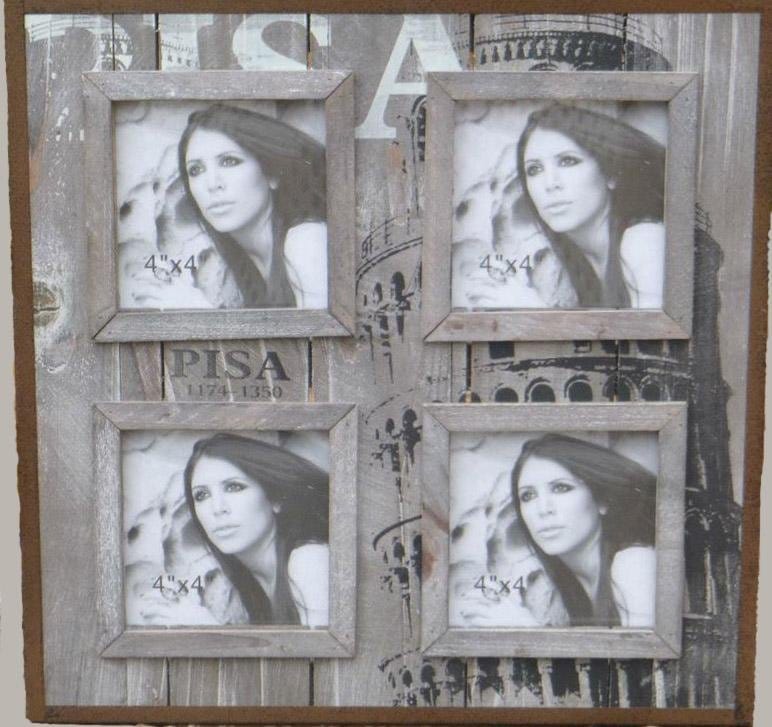 Rustic &quot;Pisa&quot; Multi Frame Wooden Photo Frame.