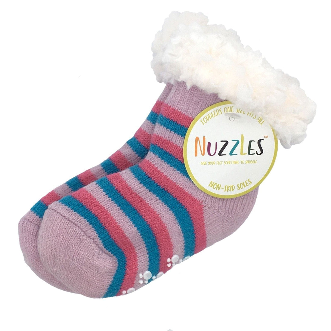 Purple Stripe - Toddler Nuzzles Slipper Socks.