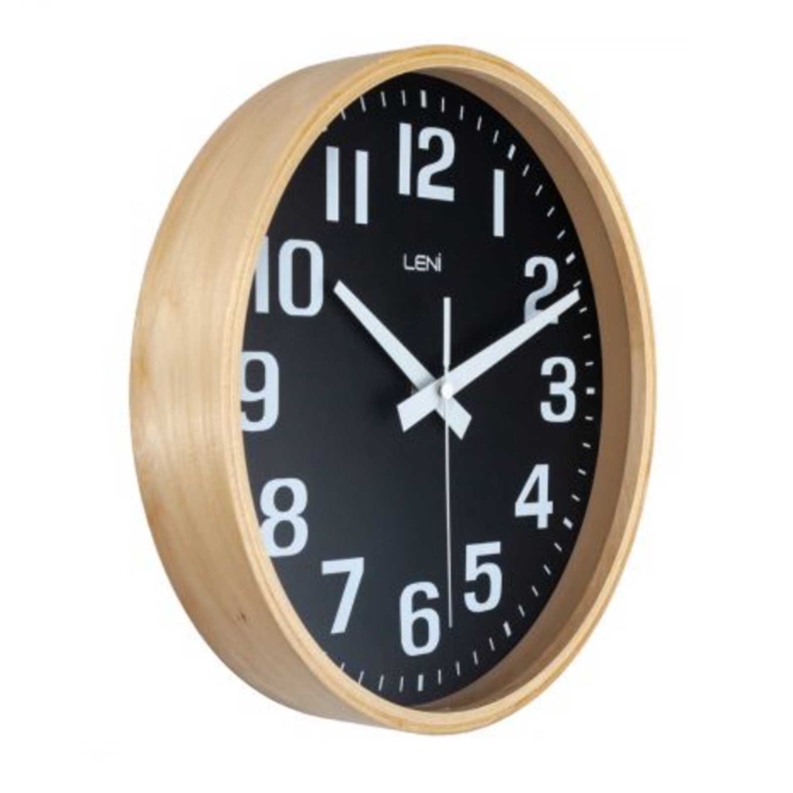 40cm Black Leni Silent Wood Wall Clock
