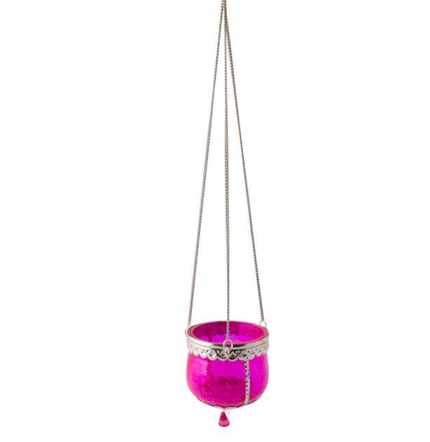 Crazed Glass &amp; Metal Hanging Lantern.