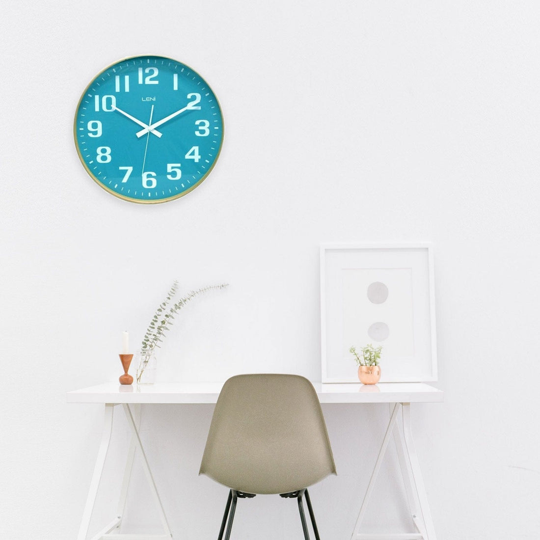 40cm Leni Wood Wall Clock - Teal.