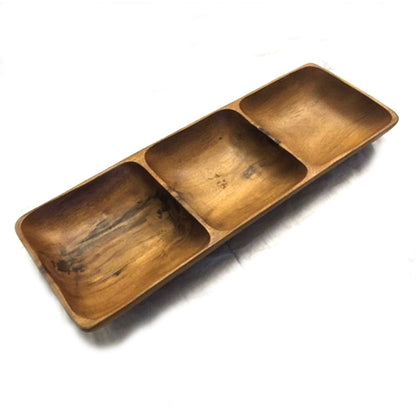 Acacia Wood 3 Compartment Serving Tray.