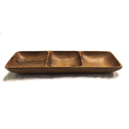 Acacia Wood 3 Compartment Serving Tray.